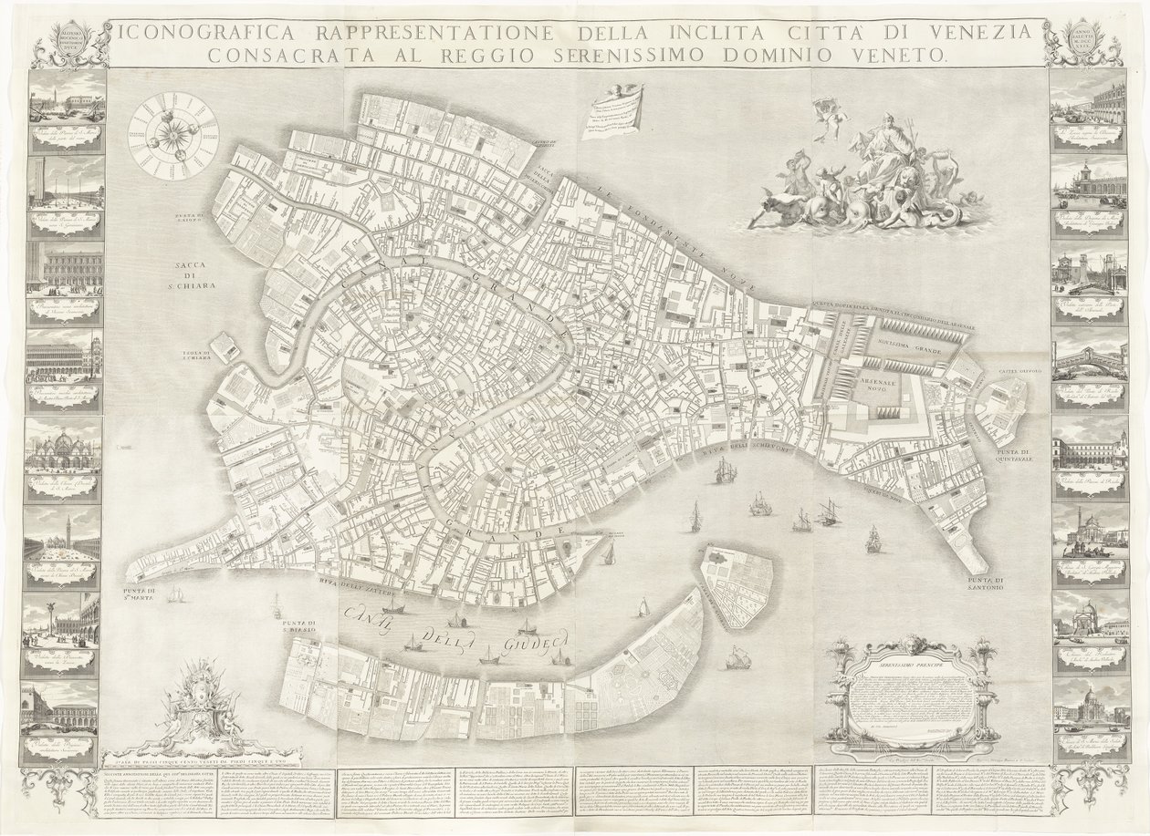 Iconografica Rappresentazione della Inclita Città di Venezia da Sebastiano Ricci, Lodovico Ughi, Giovanni Antonio Faldoni for the map, with Francesco Zucchi