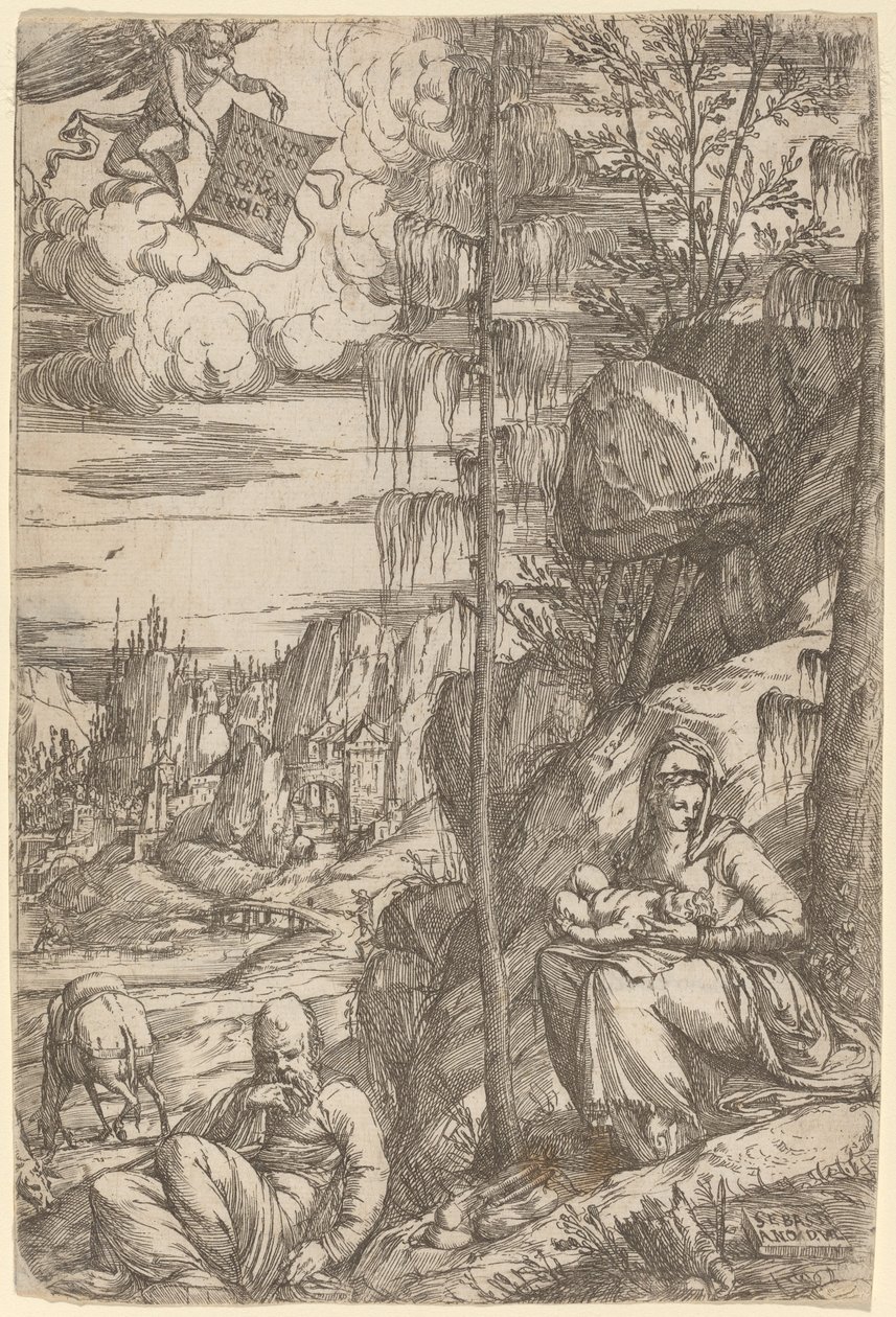 Paesaggio con la Sosta durante la Fuga in Egitto da Sebastiano de Valentinis