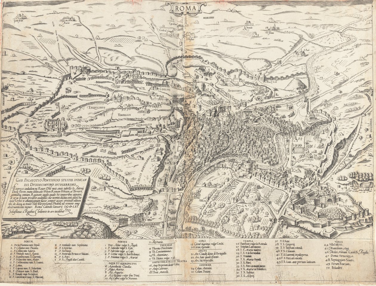 Mappa topografica della Roma moderna da Sebastiano di Re after Giovanni Antonio Dosio