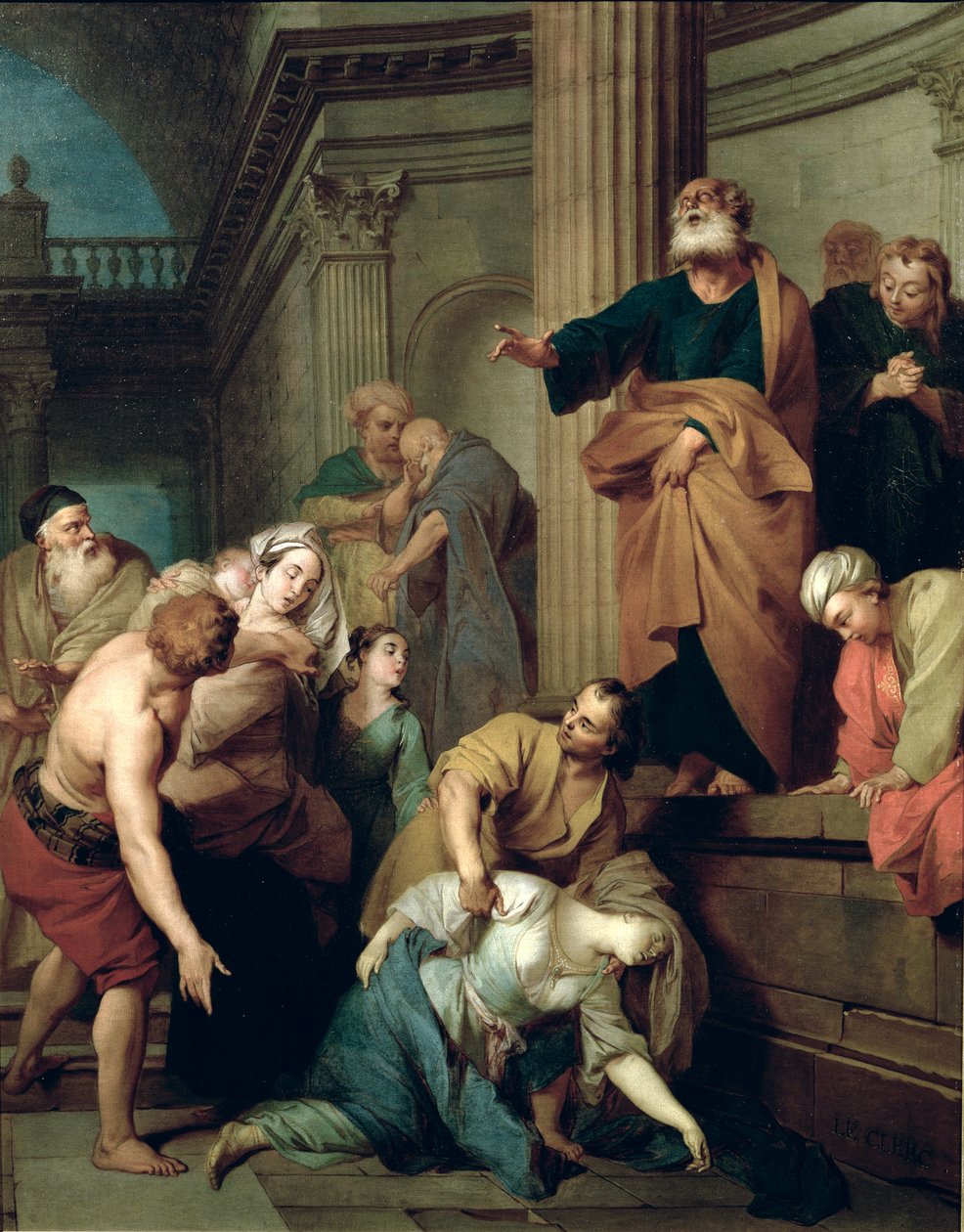 La Morte di Saffira, Moglie di Anania da Sebastien II Le Clerc