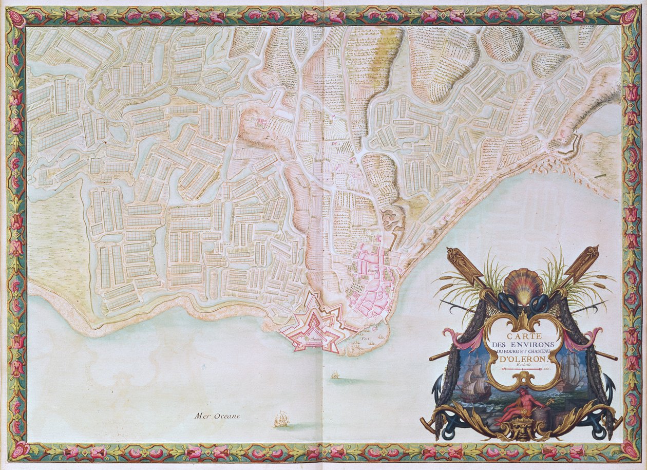 Ms. 988 T. III fol. 42 Mappa dei dintorni della città e del castello di Oléron, dall