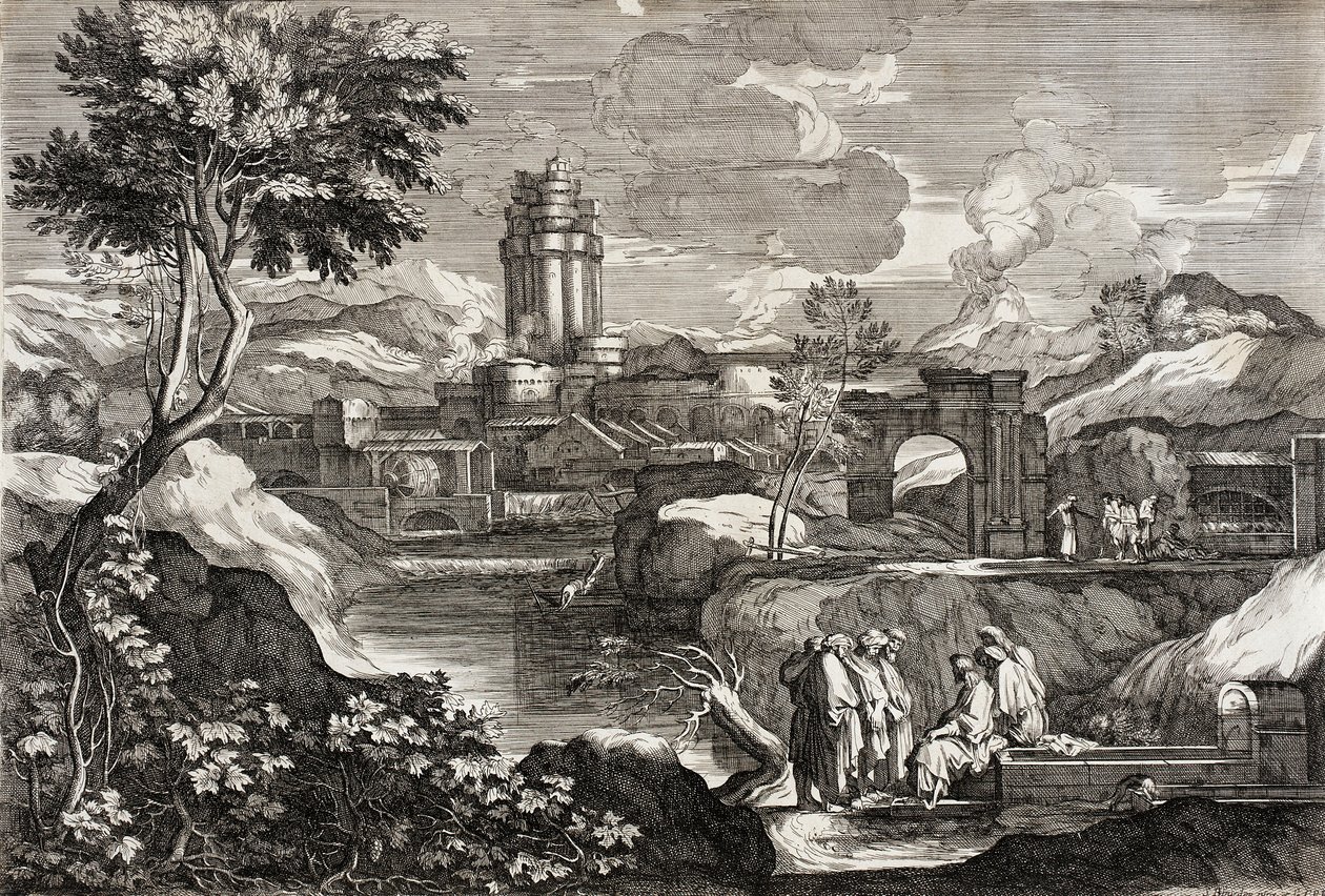 Paesaggio con Giuseppe in Egitto da Sébastien Bourdon