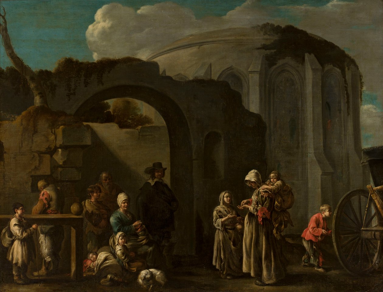 Una famiglia di mendicanti tra le rovine da Sébastien Bourdon