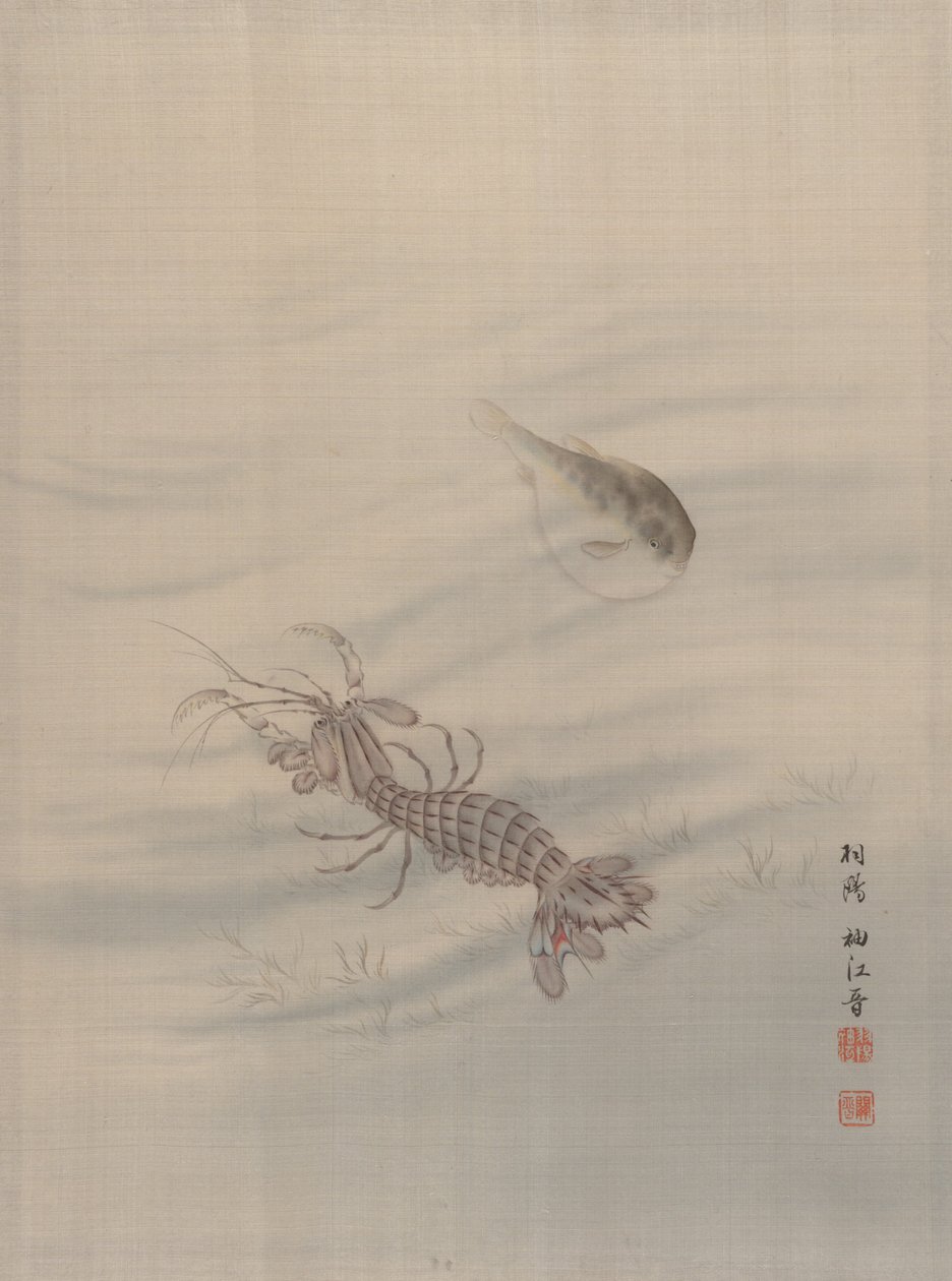 Fondo del mare che mostra gamberi, ca. 1890-92 da Seki Shuko