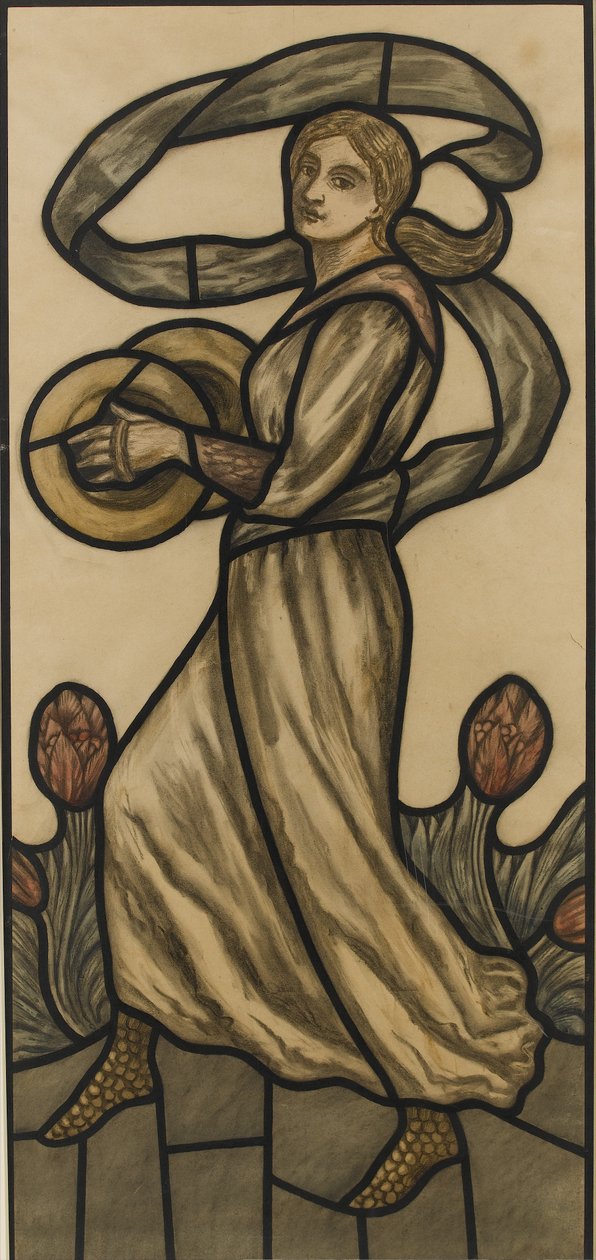 Musicista con cembali, disegno per una vetrata da Selwyn Image