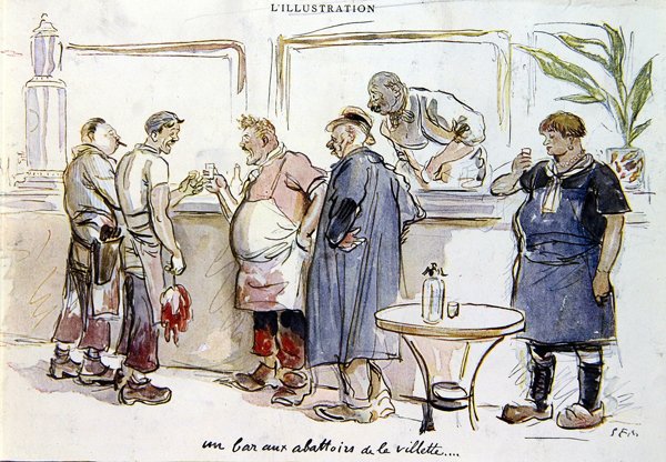 Un bar agli Abattoirs de la Villette, c.1925-30 da Sem