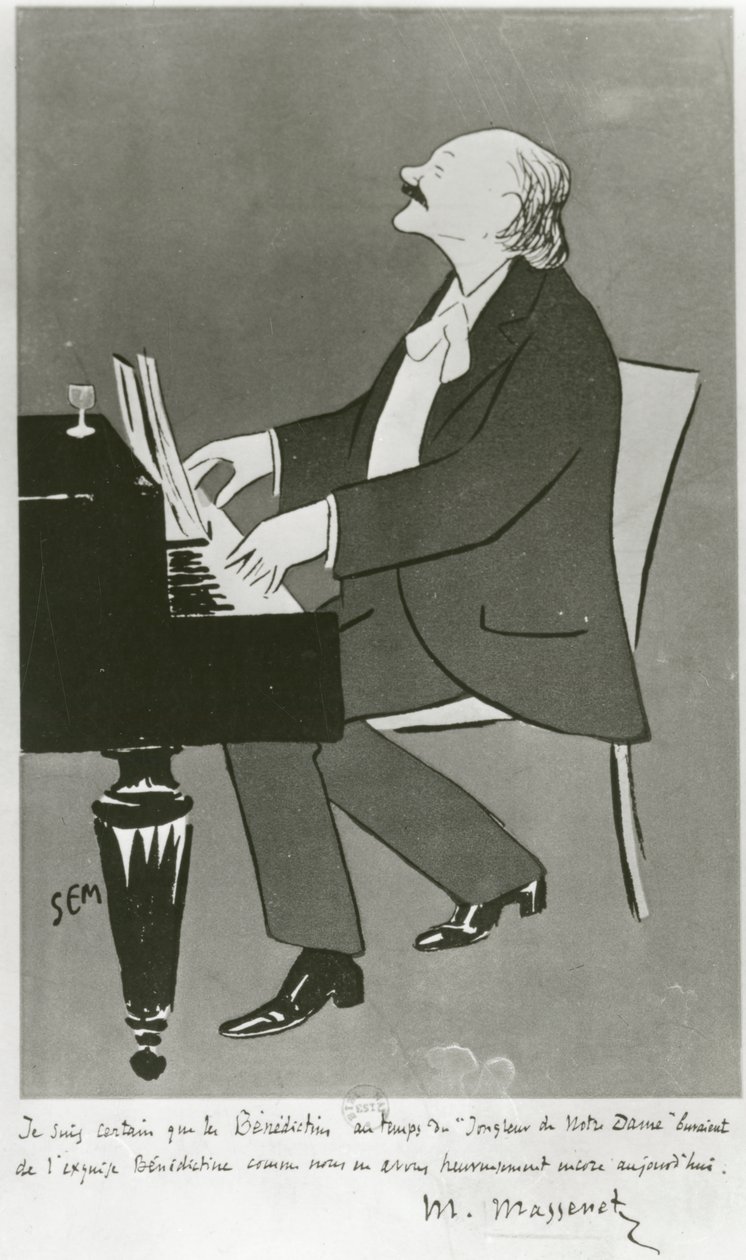 Il compositore francese Jules Massenet che suona (disegno) da Sem