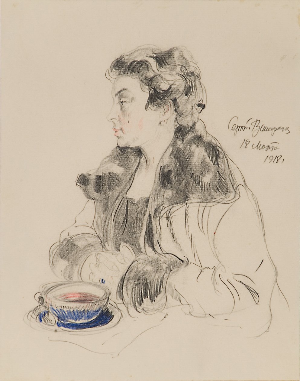 Ritratto di Jevdokia Sergeyevna Morozova 1885-1959, 1918 da Sergei Arsenevich Vinogradov