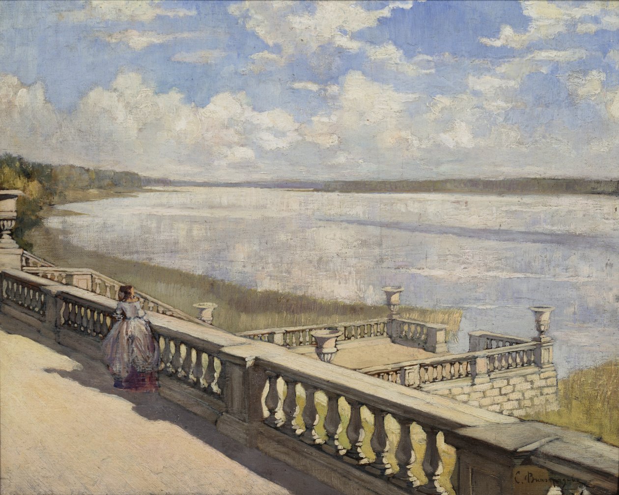 Giornata di sole. Una signora alla balaustra, 1908 da Sergei Arsenevich Vinogradov