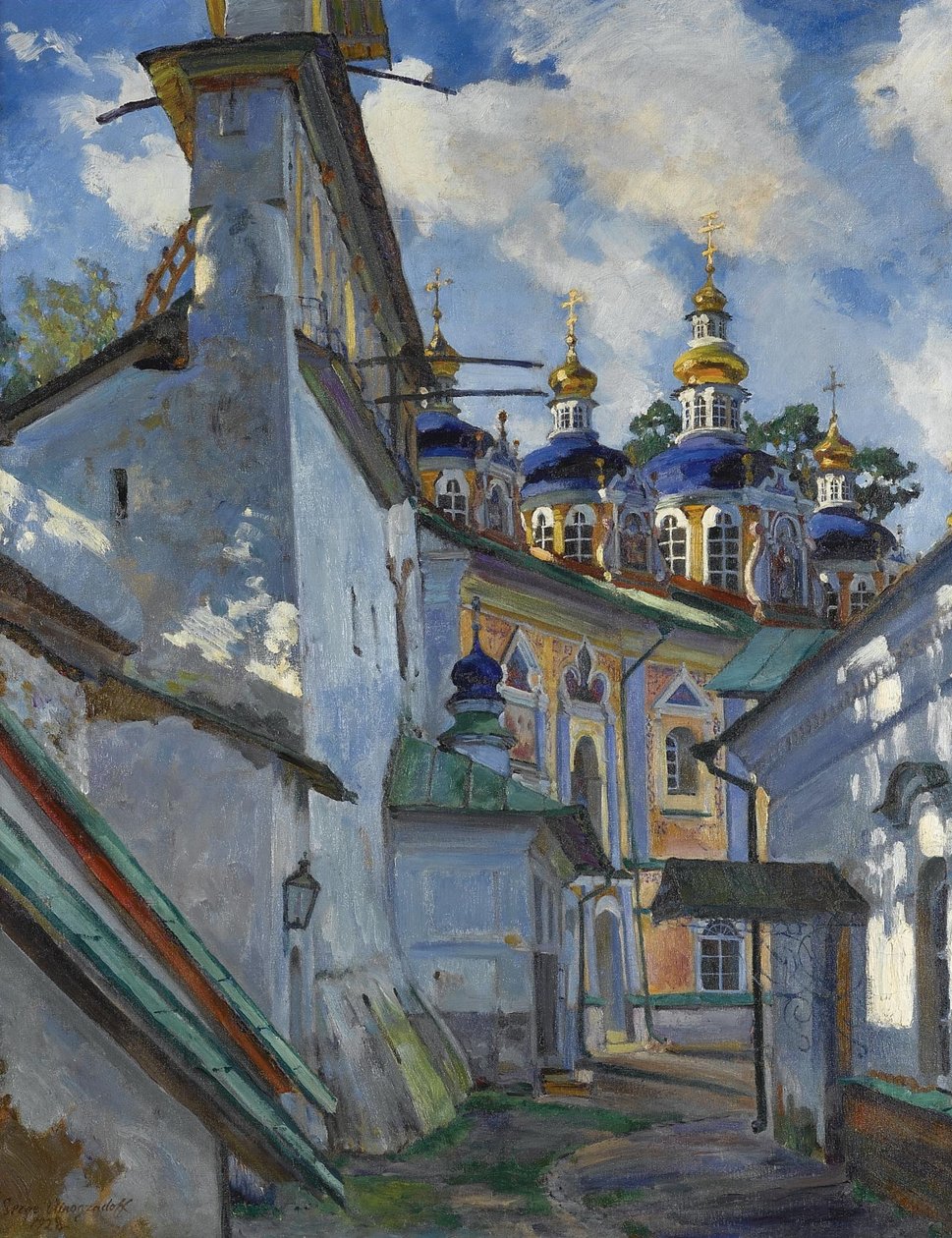 Vista del Monastero Pskovo-Pechersky, 1928 da Sergei Arsenevich Vinogradov