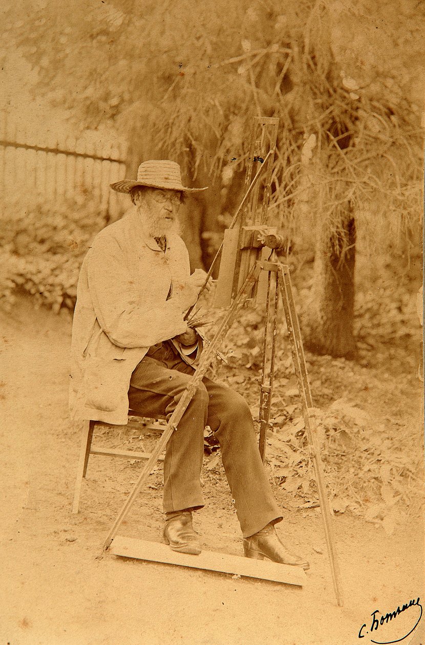 Ritratto del poeta Yakov Petrovich Polonsky al cavalletto da Sergei Dmitrievich Botkin