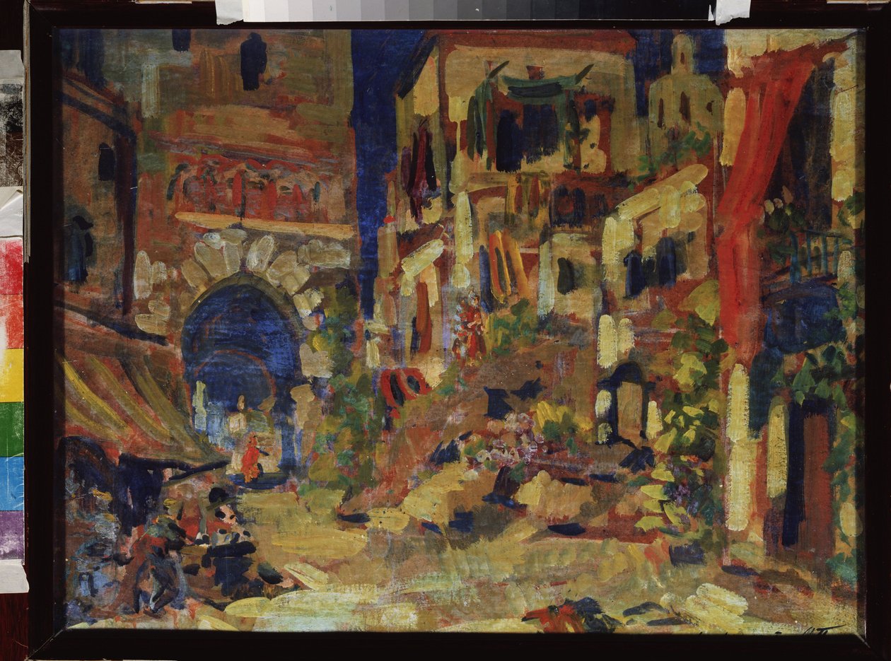 Veduta di una strada. Decorazione preparatoria per l