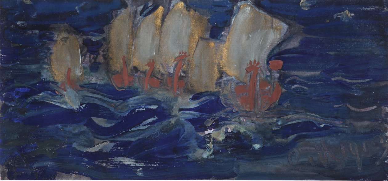 Illustrazione per la fiaba dello Zar Saltan di A. Puškin da Sergei Vasilievich Malyutin