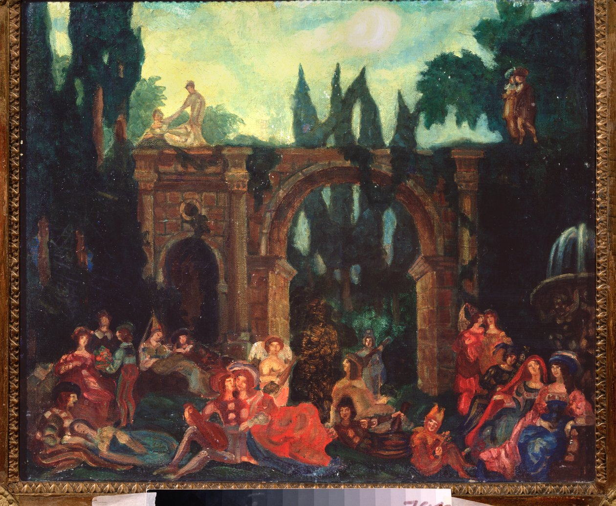 Decorazione preparatoria per la pièce "Il Decameron" di Giovanni Boccaccio da Sergei Yurevich Sudeikin