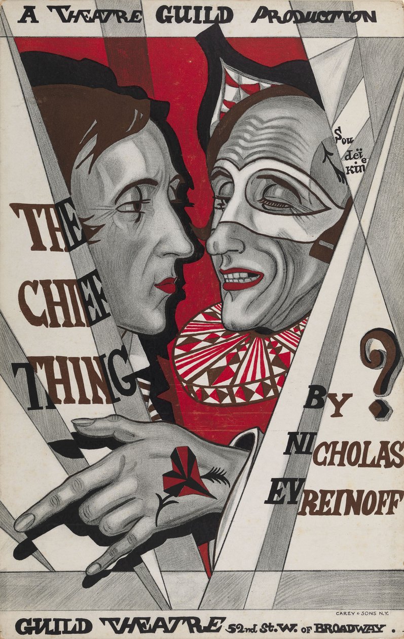 Poster per La Cosa Principale, opera di Nikolai Evreinov da Sergei Yurievich Sudeykin