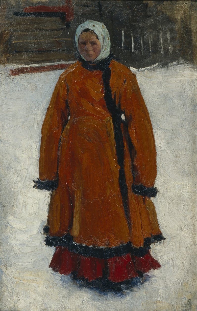 La ragazza con il cappotto di pelliccia rossa da Sergej Vasilevic Ivanov