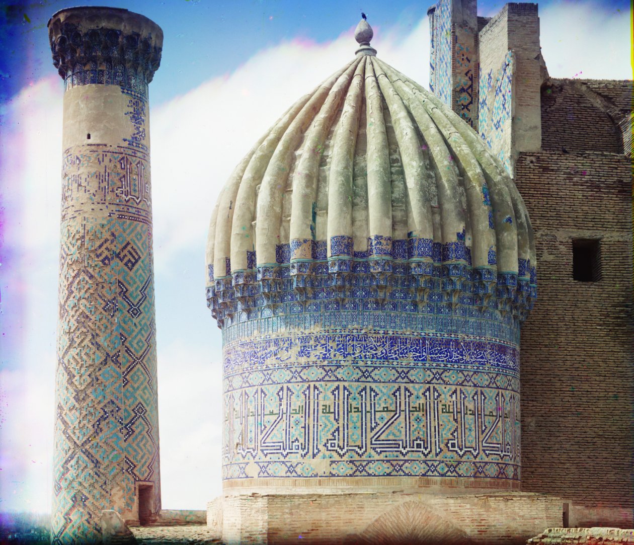 Cupola destra della moschea Shir-Dar, Samarcanda, 1905-1915 da Sergey Prokudin Gorsky