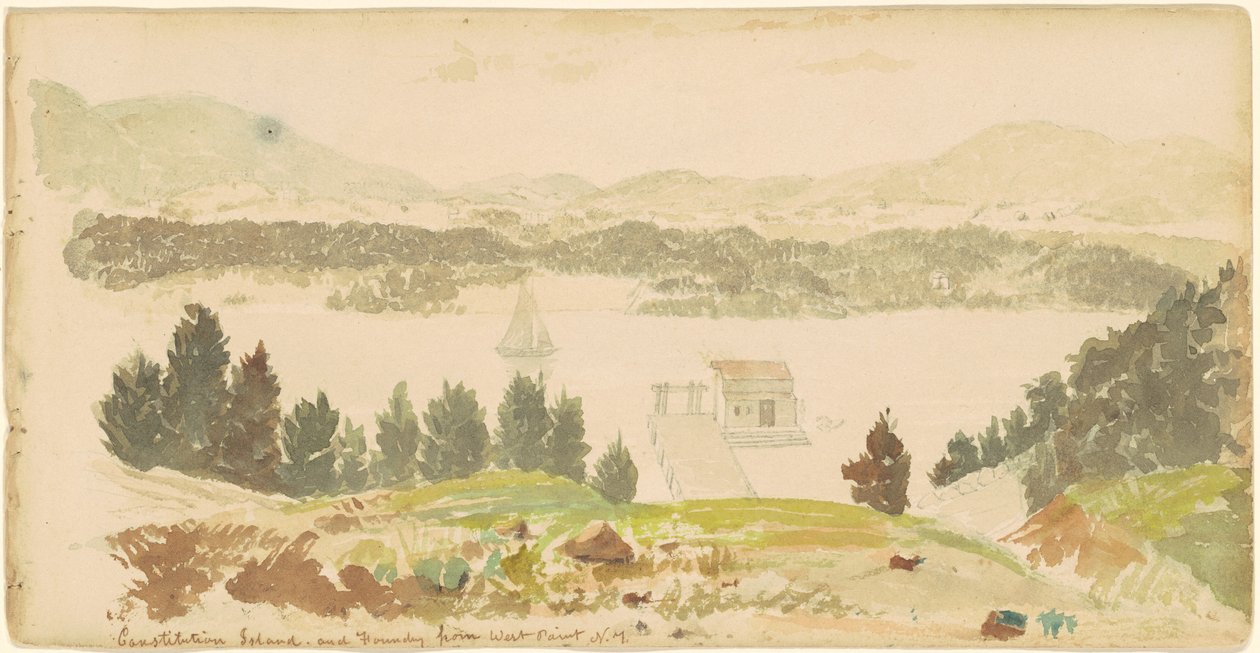 Isola della Costituzione e Fonderia da West Point, New York da Seth Eastman
