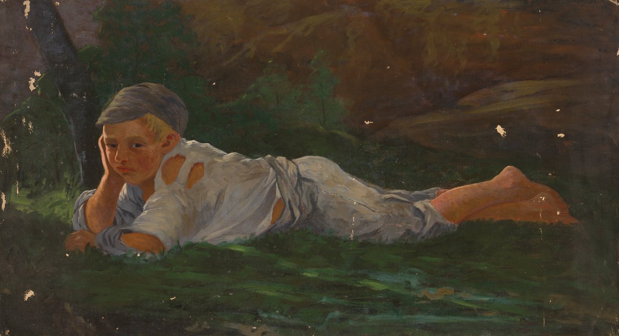 Ragazzo sdraiato a terra da Severin Falkman