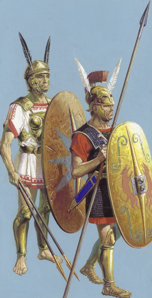 Soldati sanniti e romani (gouache su carta) da Severino Baraldi