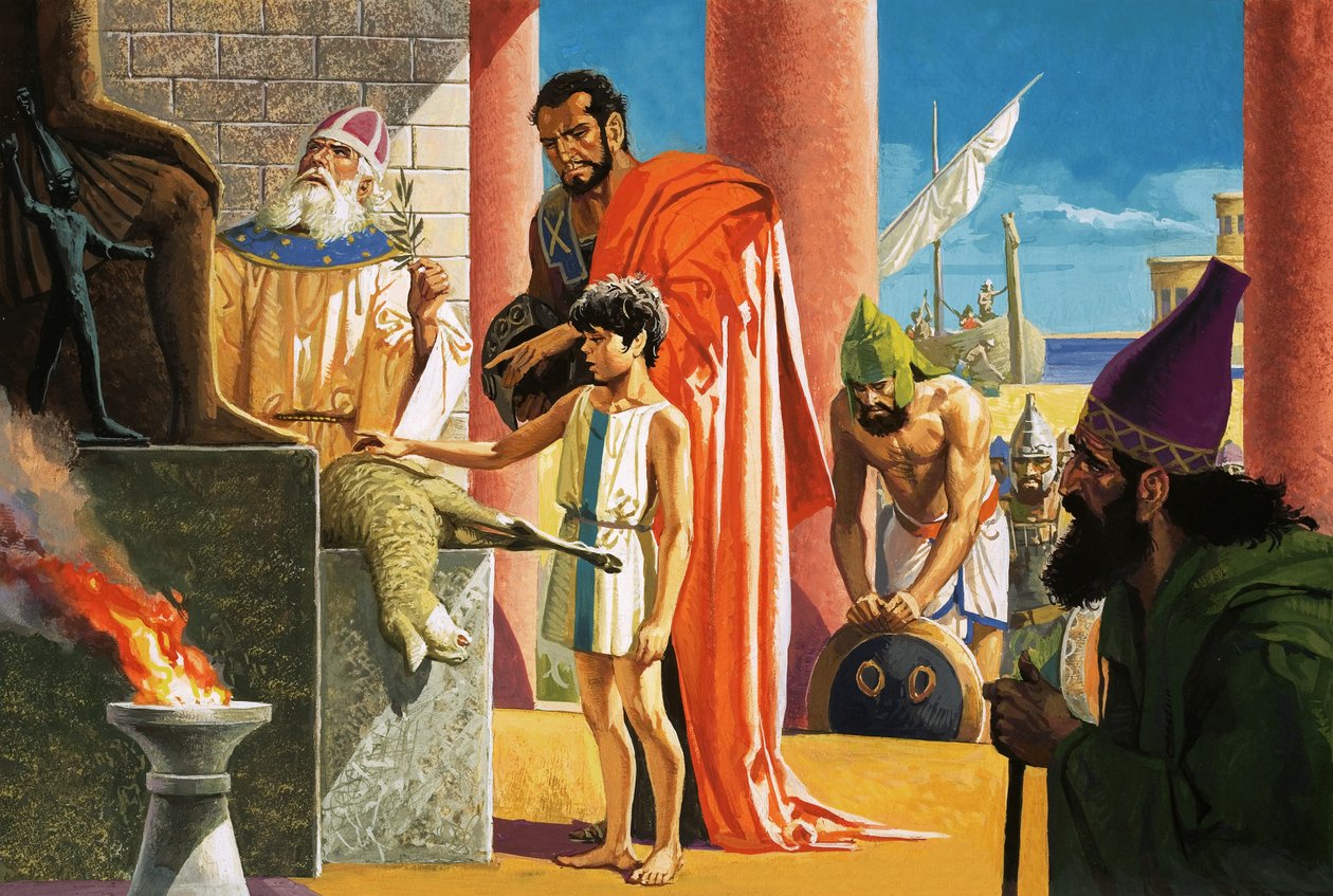 Scena biblica non identificata di agnello sacrificato da Severino Baraldi