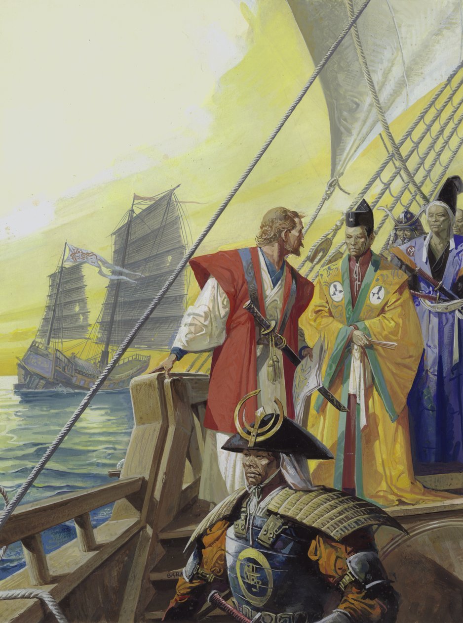 Navi occidentali in Giappone (gouache su carta) da Severino Baraldi