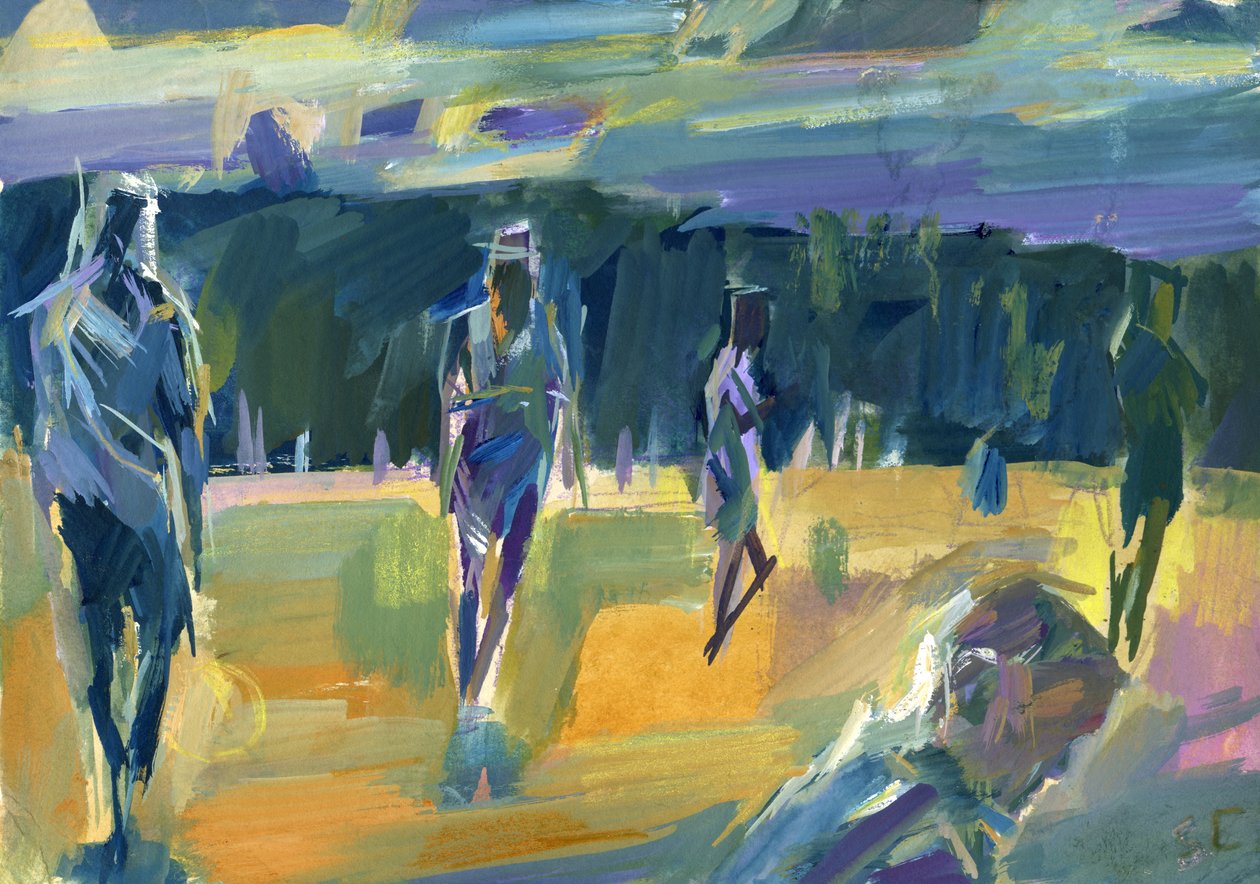 Pomeriggio nel parco, 2024 (gouache su carta) da Shaun Carey