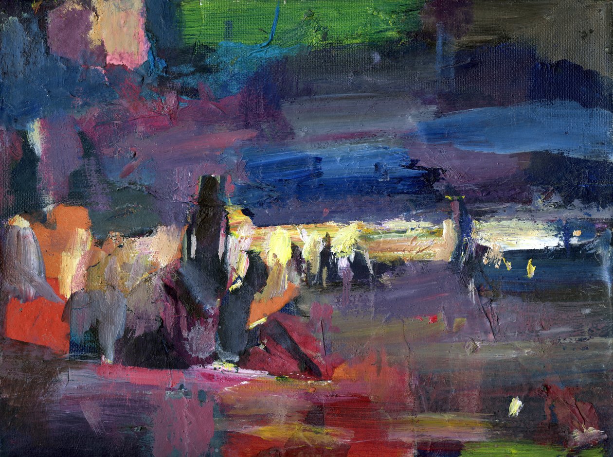 Figure sulla spiaggia, 2024 (gouache su carta) da Shaun Carey