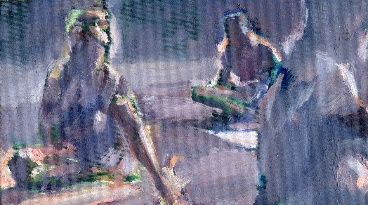Ragazza nel parco, 2024 (olio su tavola) da Shaun Carey