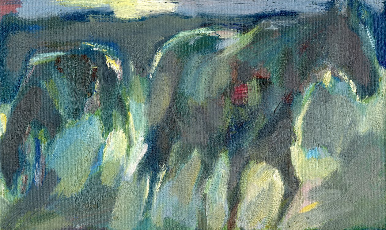 Cavalli di sera, 2024 (olio su tavola) da Shaun Carey