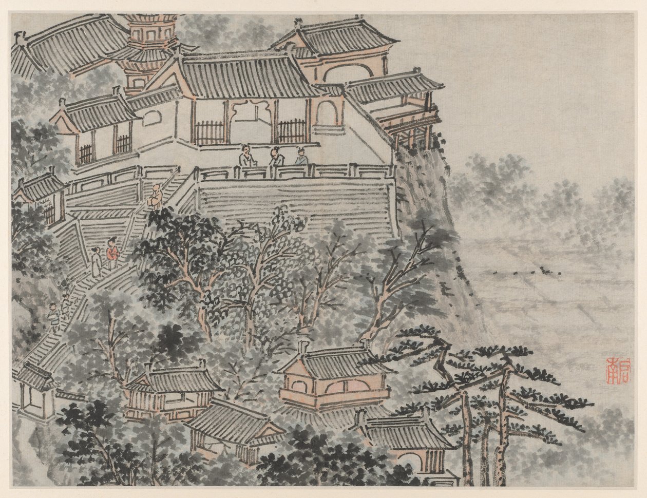 Dodici vedute della Collina della Tigre, Suzhou: La Terrazza dei Cinque Saggi da Shen Zhou