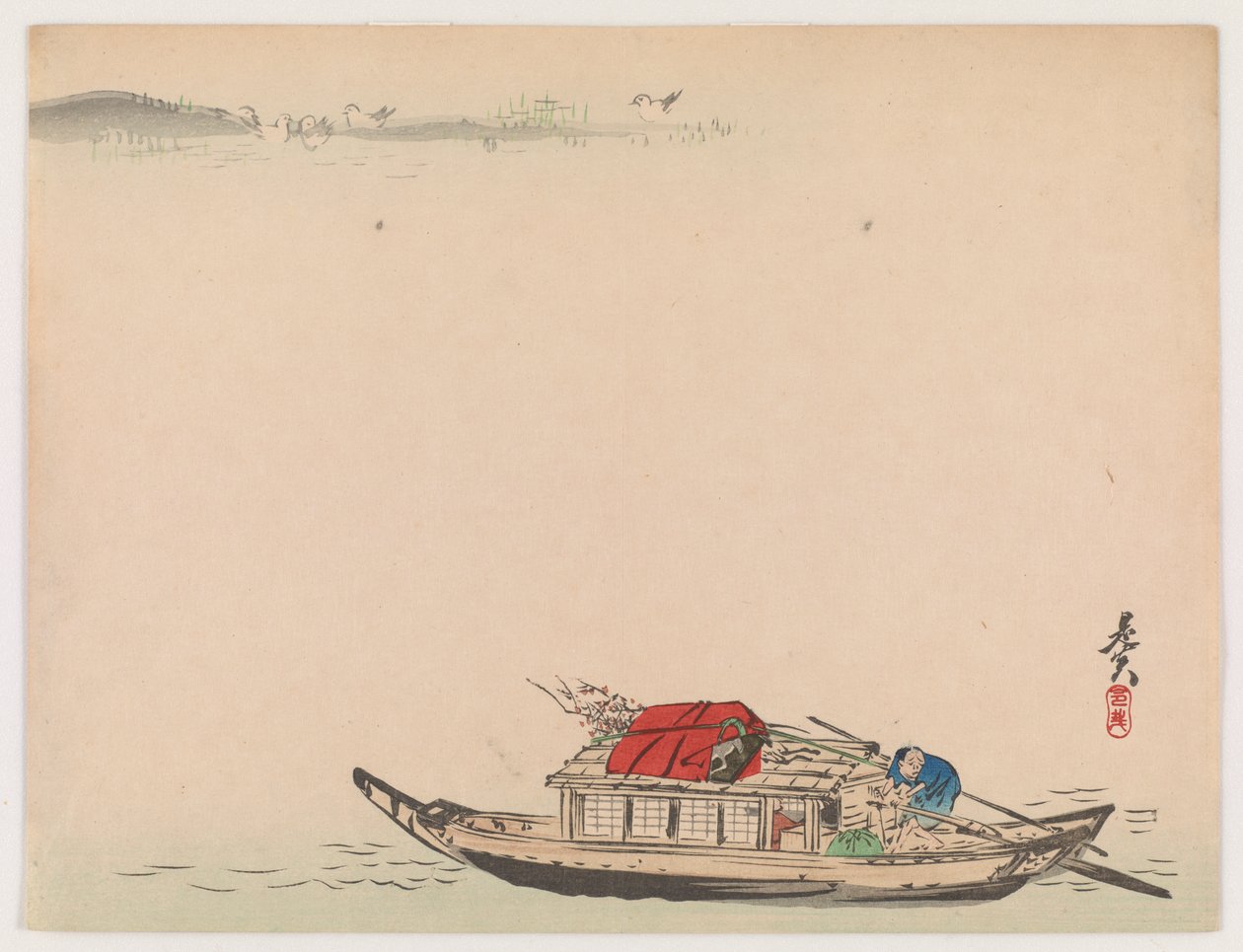Una barca fluviale da Shibata Zeshin