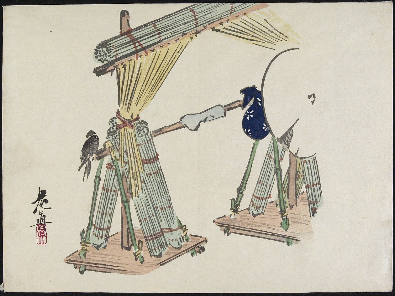 Bancarella di vendita di tende di bambù da Shibata Zeshin