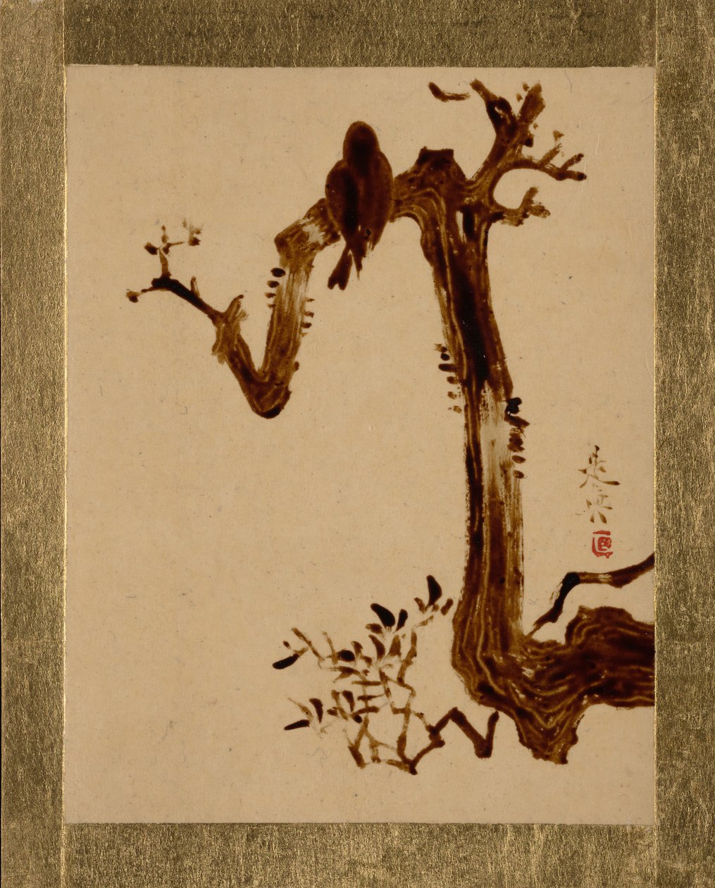 Corvo su un albero da Shibata Zeshin
