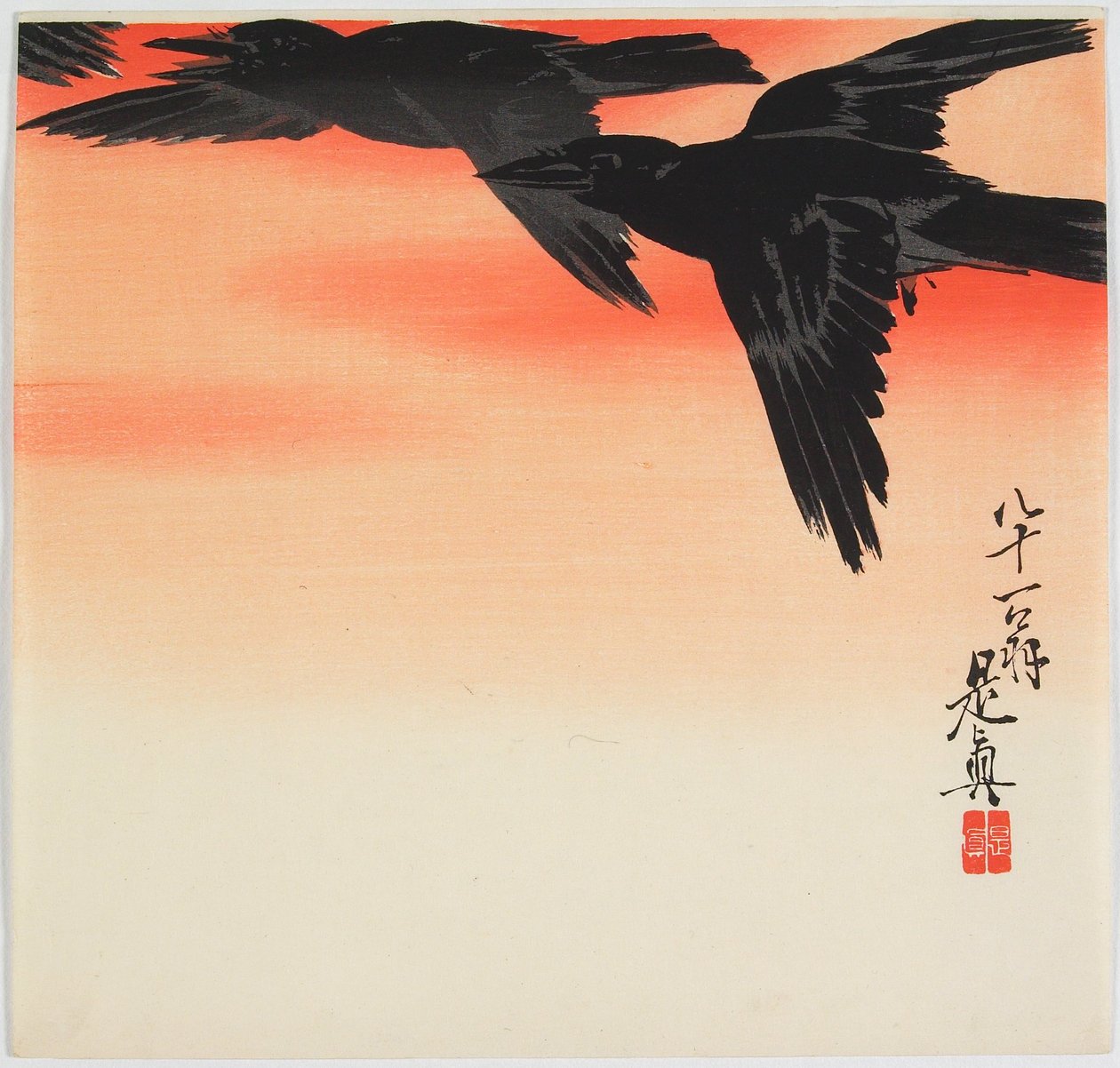 Corvi in volo al tramonto da Shibata Zeshin