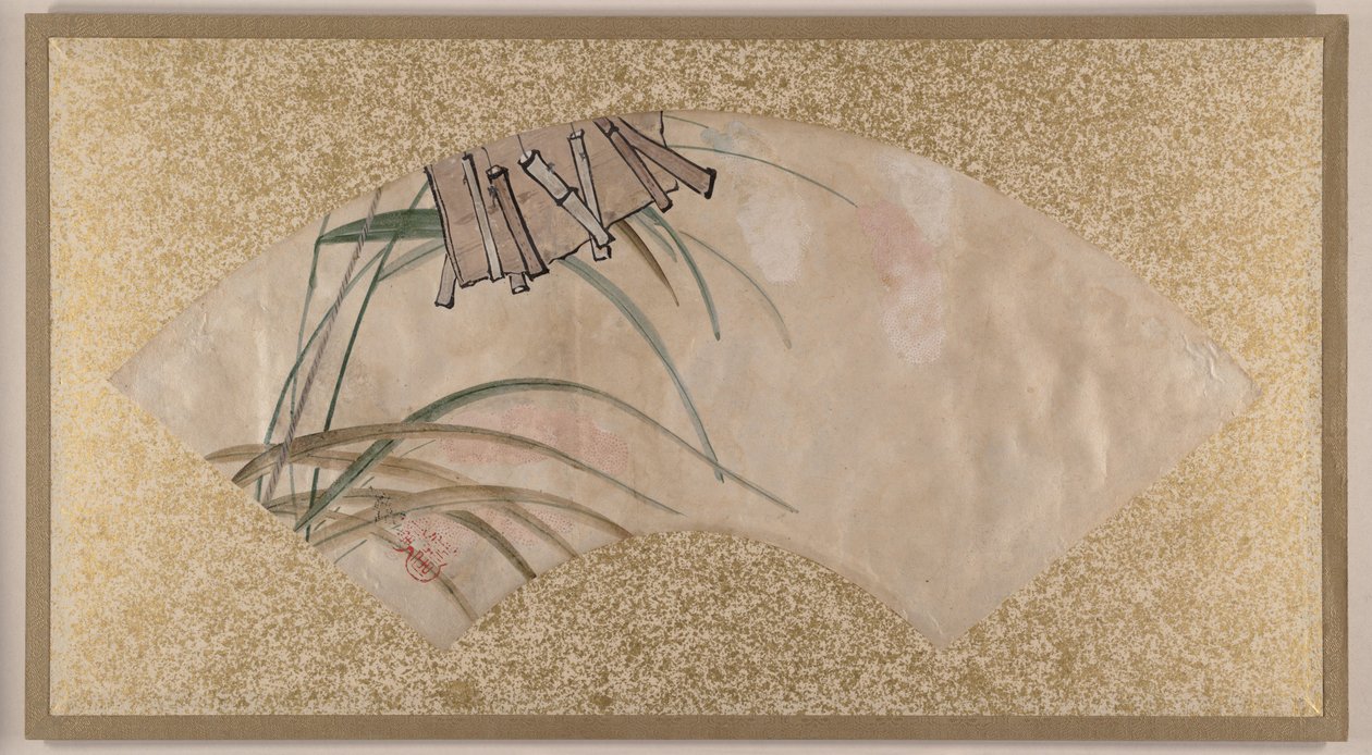 Fiori (rosa e bianchi) e foglie, battenti da Shibata Zeshin