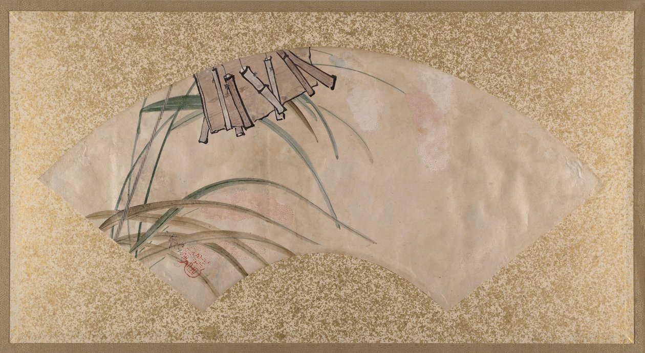 Fiori rosa e bianchi e foglie, battenti da Shibata Zeshin