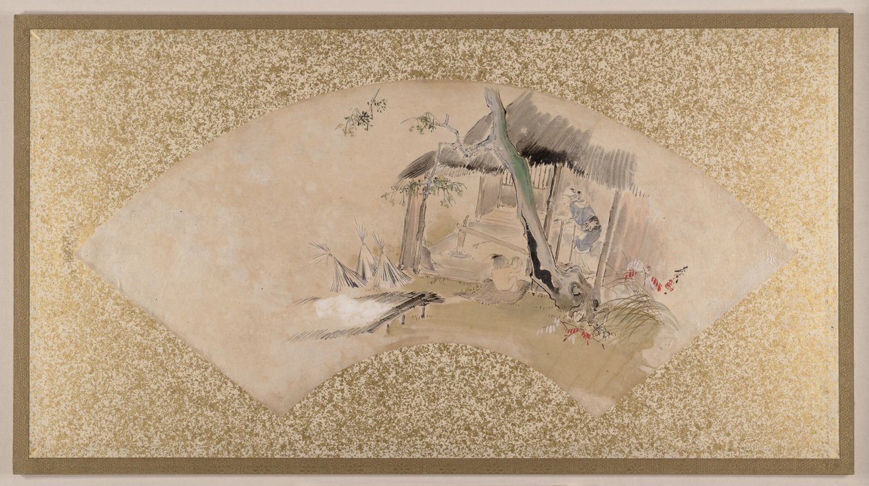 Casa con donna e bambino da Shibata Zeshin