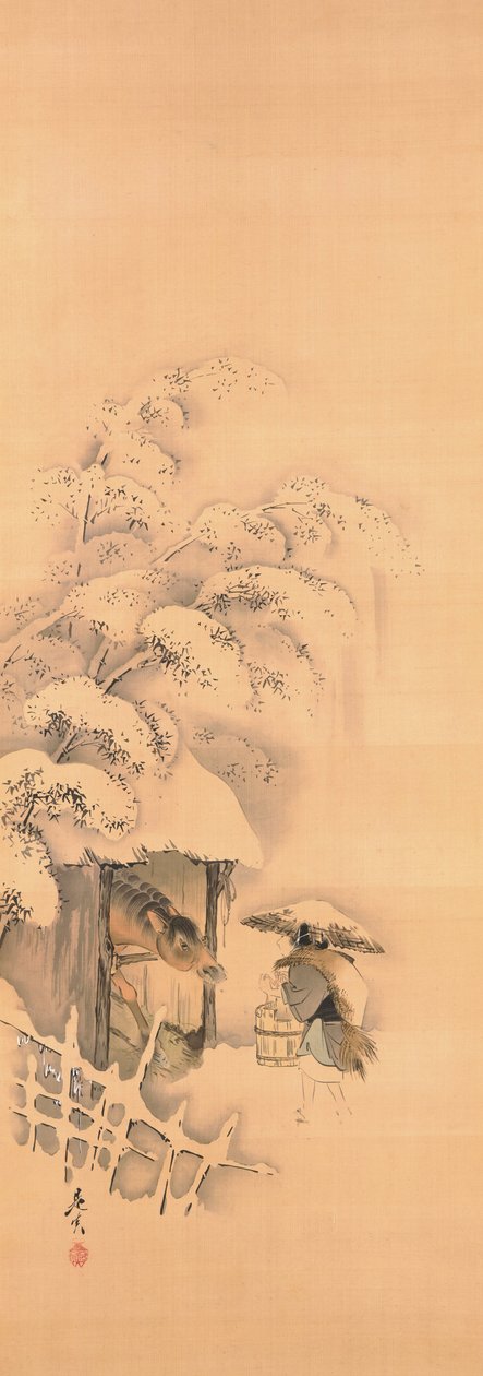 Noh-Spiel Hachinoki, eines von drei da Shibata Zeshin