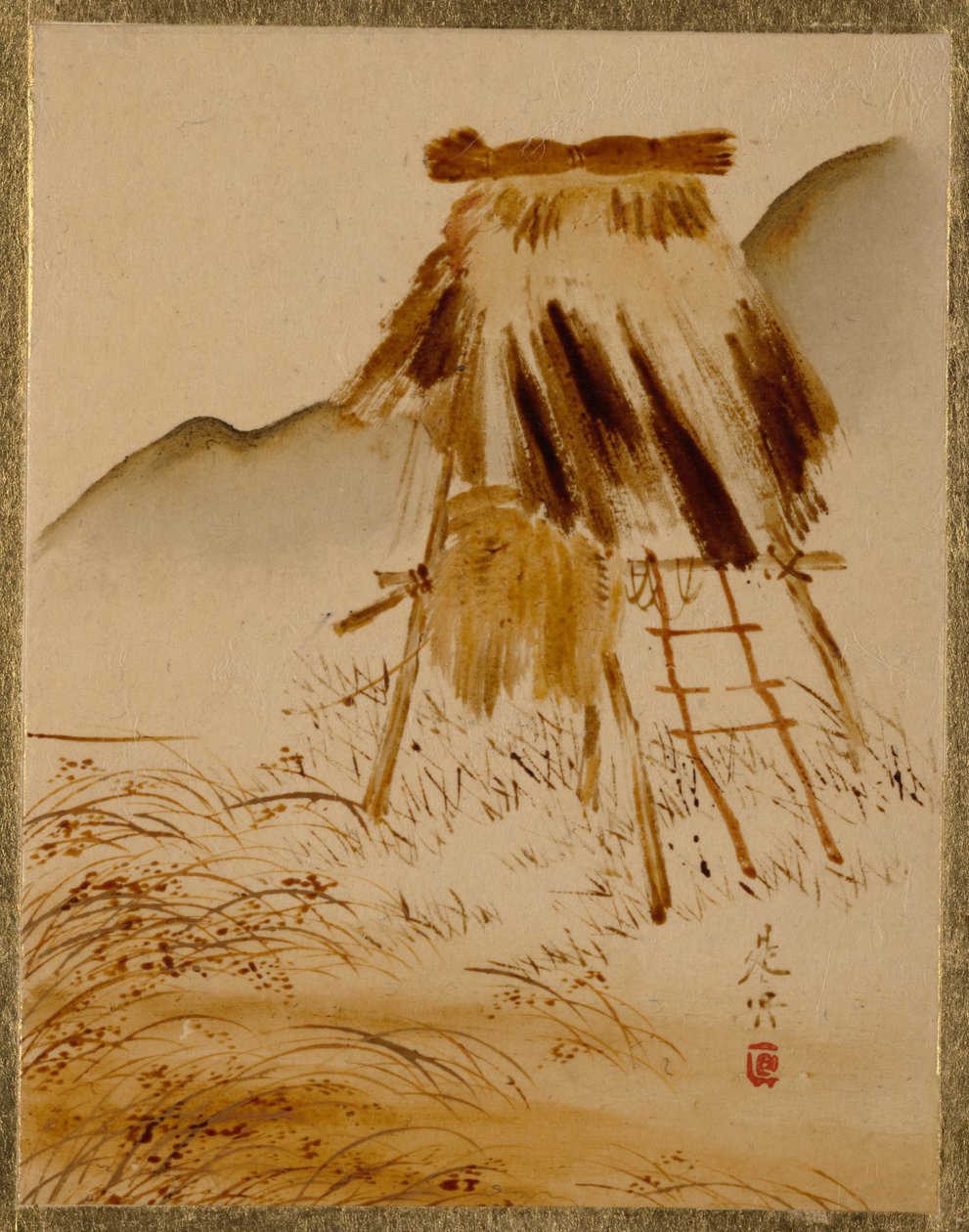 Telaio per essiccare il riso da Shibata Zeshin