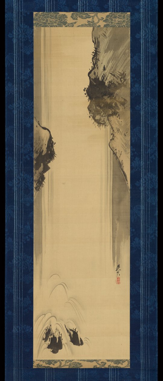 Felsen und Wasserfall da Shibata Zeshin
