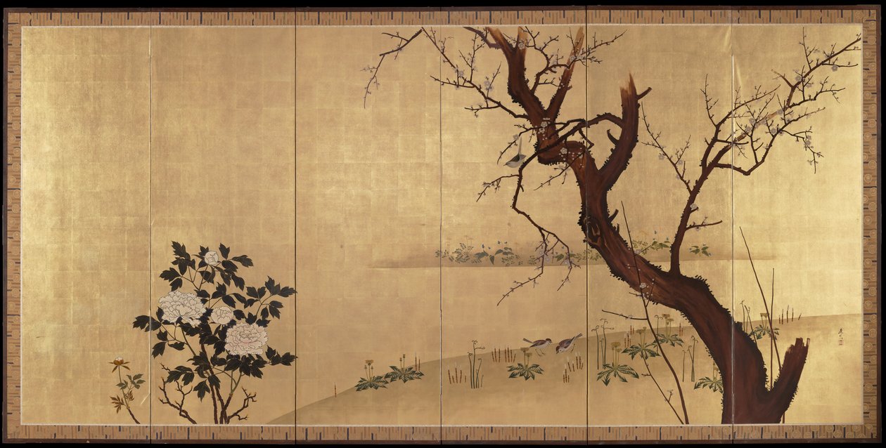 Primavera [lato destro di una coppia di Uccelli e fiori in primavera e autunno] da Shibata Zeshin
