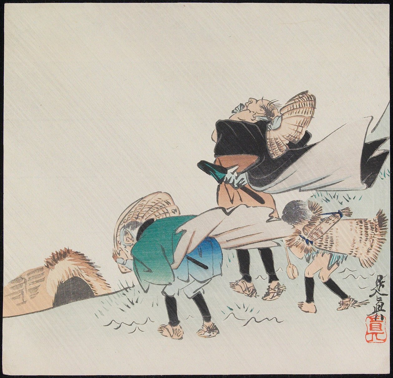 Viaggiatori in una tempesta da Shibata Zeshin