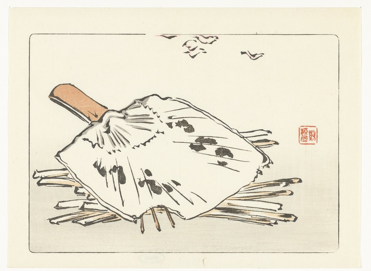 Ventaglio e legnetti per accendere il fuoco da Shibata Zeshin