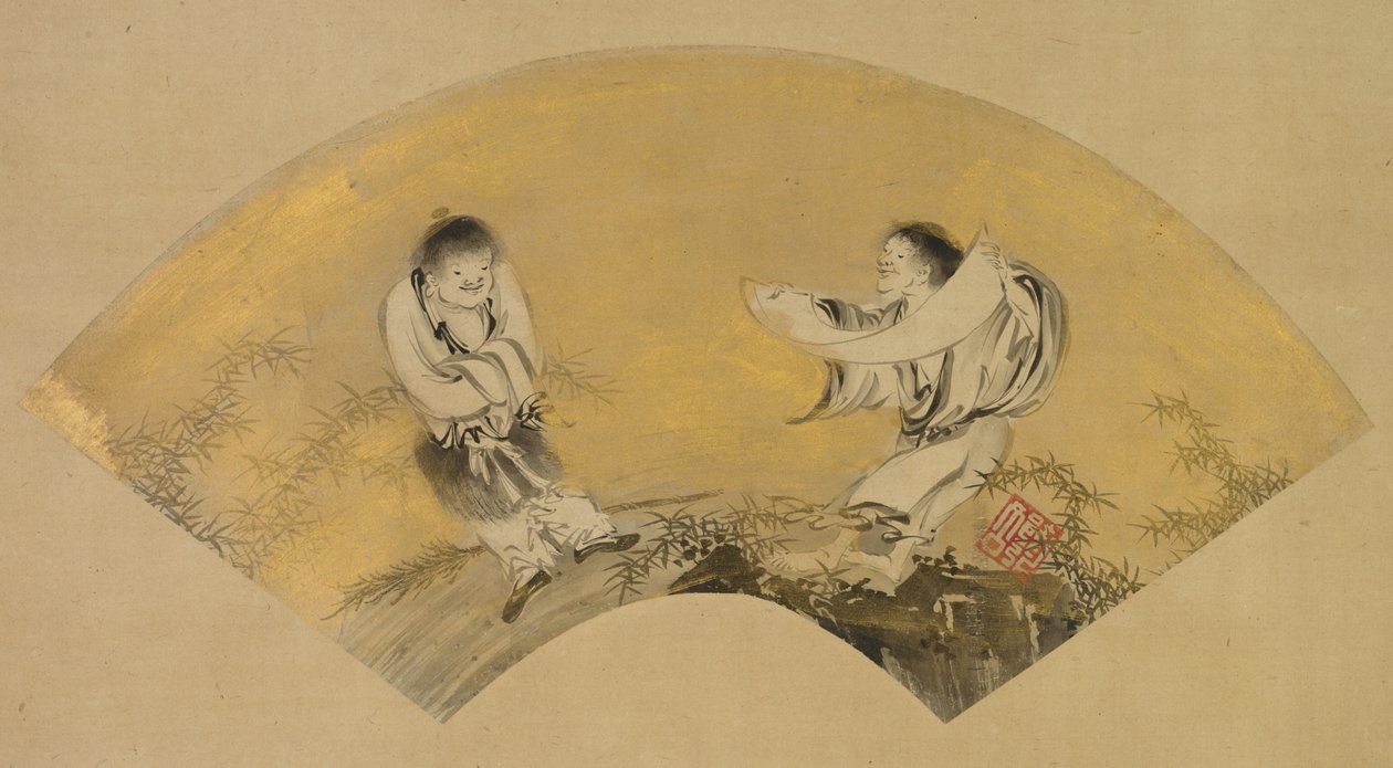 Hanshan e Shide Kanzan e Jittoku, metà del 1500 da Shikibu Terutada