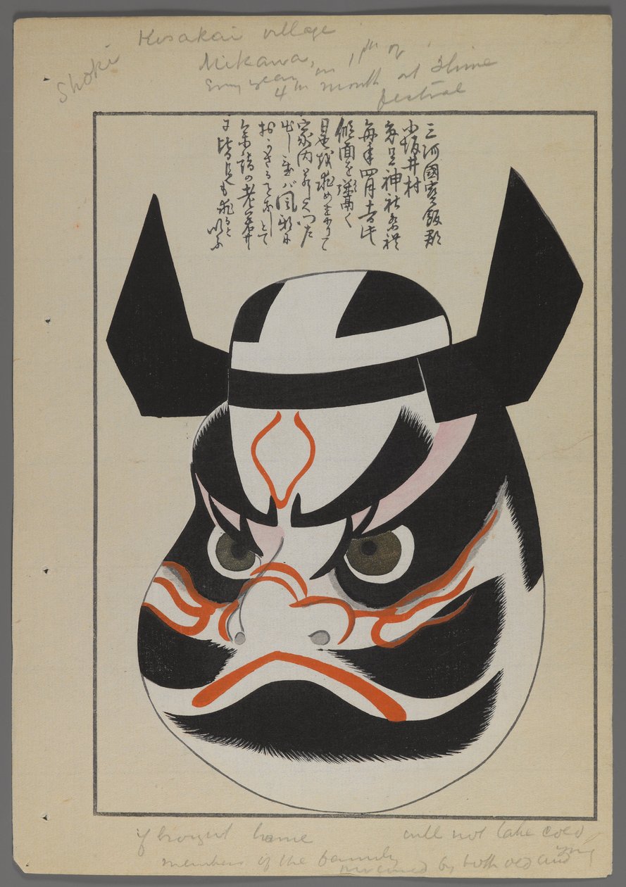 Giochi giapponesi, da Unai no tomo (Gli amici di un bambino) di Shimizu Seifu, 1891-1923. Maschera da guerriero. da Shimizu Seifu