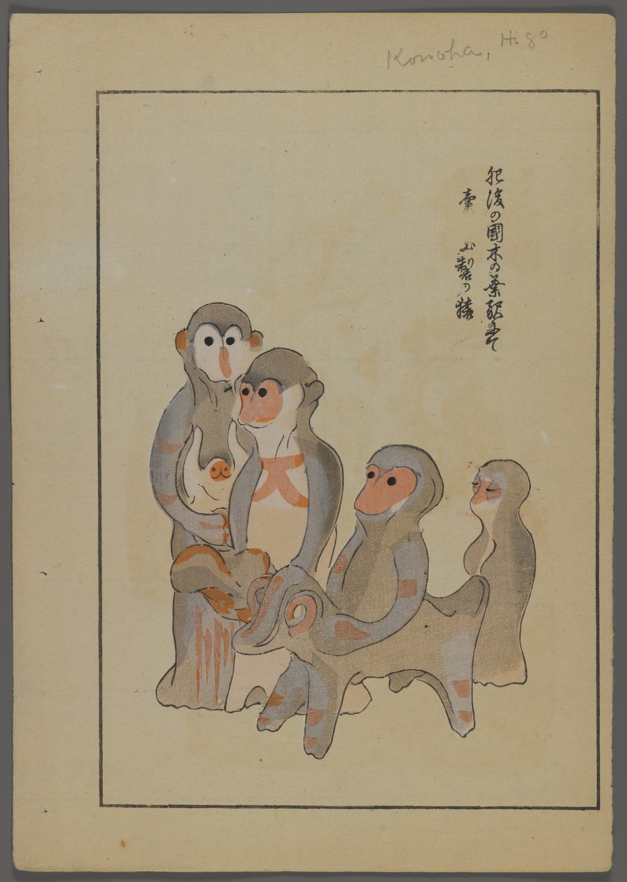 Giochi giapponesi, da Unai no tomo (Gli amici di un bambino) di Shimizu Seifu, 1891-1923. Scimmie, bue. da Shimizu Seifu