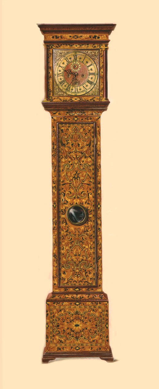 Orologio intarsiato con marqueterie chiara, 1905 da Shirley Charles Llewellyn Slocombe