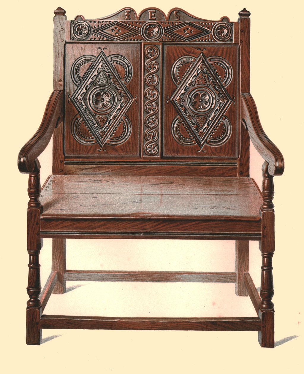 Sedia doppia in quercia gallese, 1904 da Shirley Charles Llewellyn Slocombe