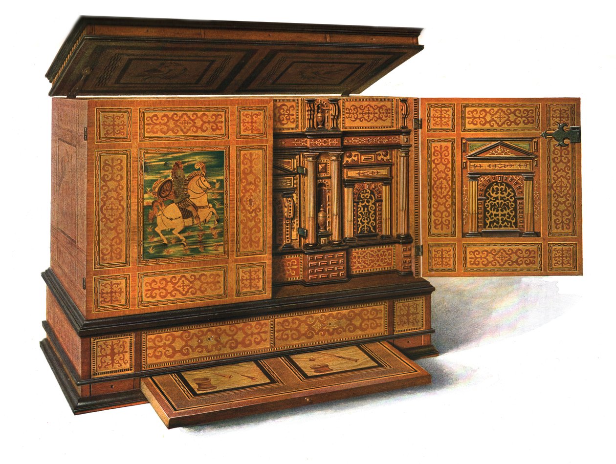 Mobile da scrittura intarsiato con marqueterie, 1904 da Shirley Charles Llewellyn Slocombe